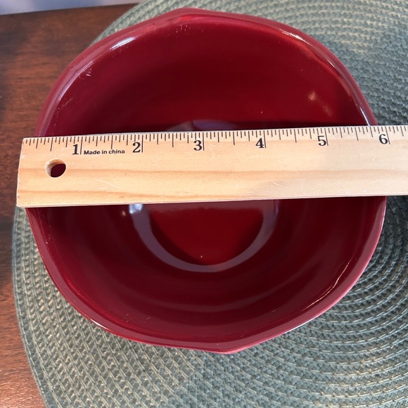 Two (2) Pioneer Woman ~ Red (Burgundy) ~ FARMHOUSE LACE ~ Stoneware ~ 6" Bowls - Picture 8 of 8